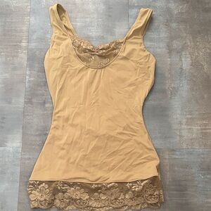Elegant Beige Shapewear Camisole with Lace Trim